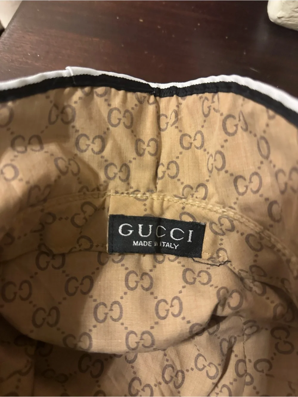GG Beige Monogram Bucket Hat
